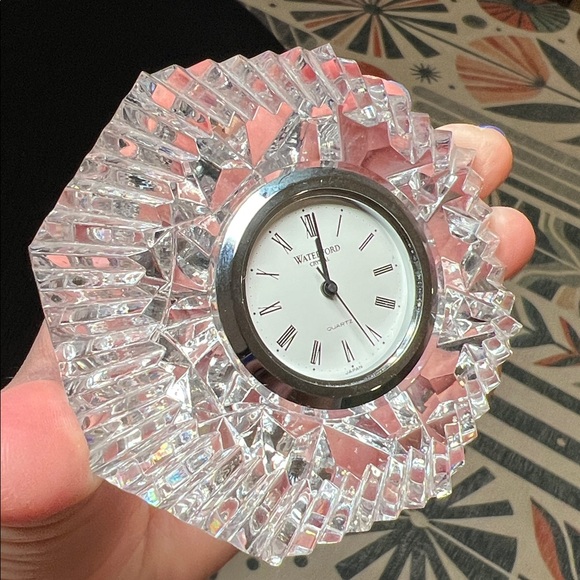 Vintage Waterford Crystal Lismore Diamond Paperweight Desk Clock - Picture 7 of 9